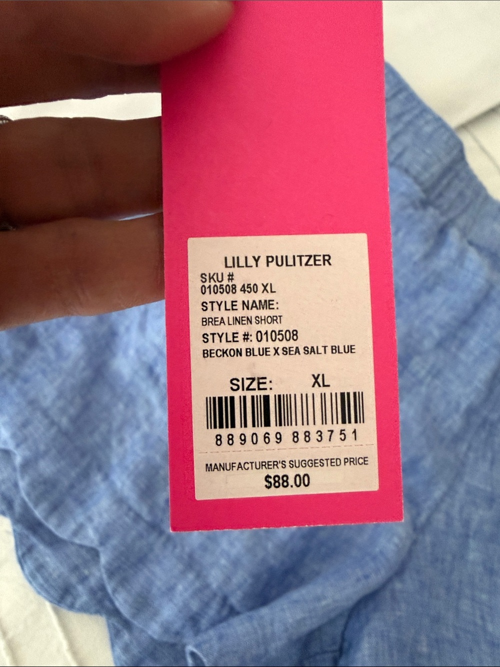 Lilly Pulitzer Chambray Blue Scallop-Hem Short - Picture 2 of 4